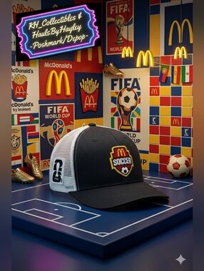 McDonald's x FIFA Soccer Trucker Hat - ATC Snapback Unisex Hat (Black/White)